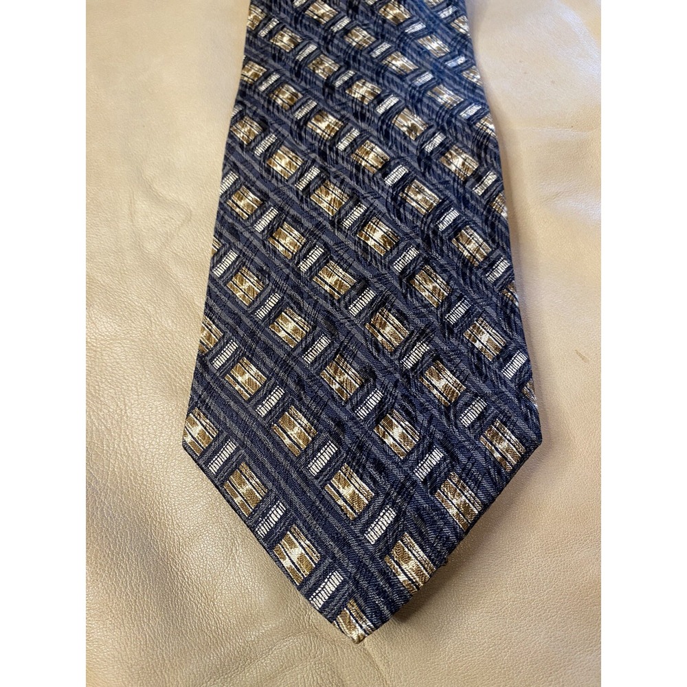 Calvin Klein Men's Neck Tie Silk 58" L 4" W USA Made Gray / Browns Gently Worn